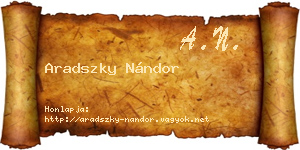 Aradszky Nándor névjegykártya